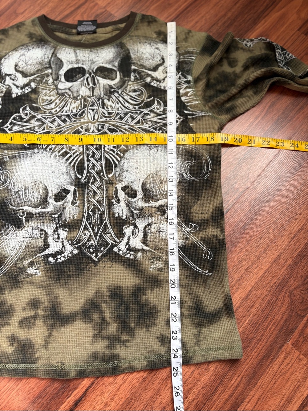 MMA Elite skull print thermal henley long sleeve shirt - Picture 6 of 7